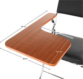 Szék írólappal, fekete/natúr, TEKER