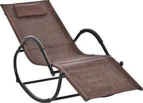 Outsunny Kültéri Ringató Fotel Karfával, Fejtámlával, Rattan Hatással Kertiszínre, Teraszra, Max Teherbírás 160 kg, 157x60x80 cm Barna | Aosom