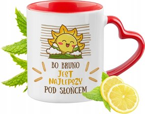 Bruno Piros Bögre Szív Alakú Füllel Ajándék Nyomtatott