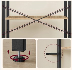 Könyvespolc TAYLOR 6 polccal 186x66 cm, rusztikus barna