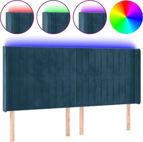 vidaXL sötétkék bársony LED-es fejtámla 163x16x118/128 cm