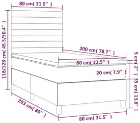kék szövet rugós és LED-es ágy matraccal 80 x 200 cm
