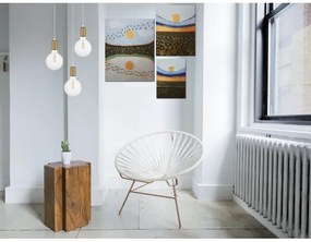 Csillár zsinóron MIROS 3xE27/60W/230V kerek fehér/arany