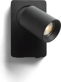 RENDL VOLTERA USB nástěnná černá 230V LED GU10 9W
