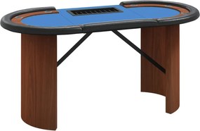 vidaXL 10-személyes kék pókerasztal zsetontálcával 160 x 80 x 75 cm