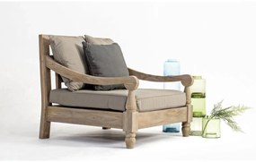 Teakfa kerti fotel levehető huzattal – anitik szürke