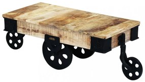 vidaXL mangófa dohányzóasztal kerekekkel