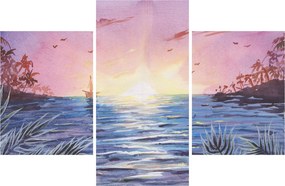 Kép - naplemente a víz felett, akvarell (90x60 cm)