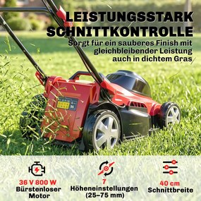 Elektromos fűnyíró 800 W-os, 40 cm-es vágásszélességgel, 45 literes fűgyűjtővel