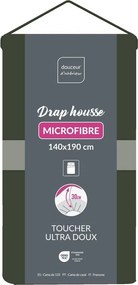 Khaki gumis mikroszálas lepedő 140x190 cm Oscar – douceur d'intérieur