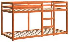 viaszbarna tömör fenyőfa emeletes ágy 75 x 190 cm