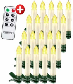 Monzana CANDLE gyertyák karácsonyfára, 20db, 10,5cm, meleg fehér
