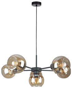 Csillár zsinóron KALIOPE 6xE27/60W/230V fekete/füstös bézs