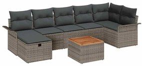 Kerti Kanapé Szett 8 pcs Szürke polirattan