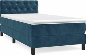 vidaXL sötétkék bársony rugós ágy matraccal 80 x 200 cm
