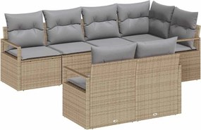 vidaXL Kanapé Szett 7 pcs Bézs polirattan