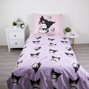 Rózsaszín egyszemélyes pamut gyerek ágyneműhuzat 140x200 cm Hello Kitty "Kuromi" – Jerry Fabrics
