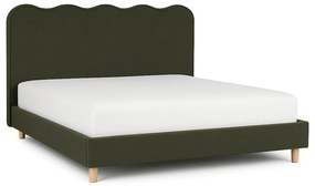 Kárpitozott Franciaágy Zöld Színben. 160x200 IZMIR