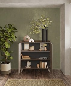 TRAY Szürke - Mercure tölgy magas Komód 2 ajtós 121 cm