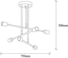 Csillár rúdon FLOWER 6xE27/40W/230V