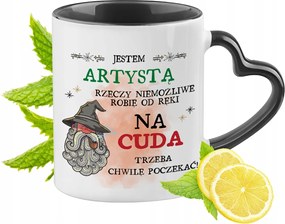 Művésznek Fekete Bögre Szív Alakú Füllel Ajándék Nyomtatott