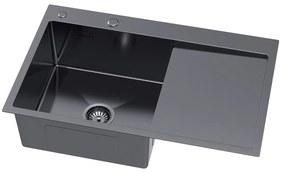 Erga HD, 1 kamrás acél mosogató 780x490x210 mm, bal, grafit, ERG-MLS-HD7849LB