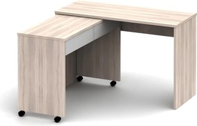 Nyitható PC asztal fiókokkal, tölgy sonoma/fehér, VERSAL NEW