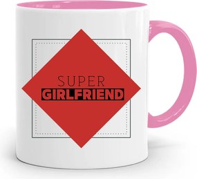 Rózsaszín Bögre Lányoknak Girlfriend nyomott mintával