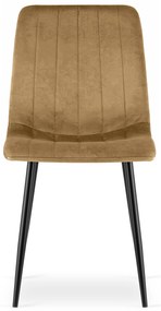 Barna bársony szék LAVA fekete lábakkal