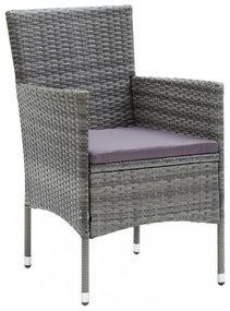 vidaXL 7 részes szürke polyrattan kerti étkezőgarnitúra párnákkal