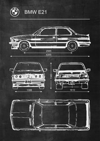 Poszter Bmw E21 Retro Séma Patent Poster