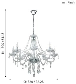 Eglo 39101 - Csillár BASILANO 1 8xE14/40W/230V