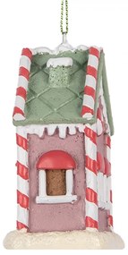 Karácsonyfadísz Habos cukorkás rózsaszín Mézeskalács házikó