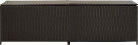 Barna Polyrattan Kerti Tárolóláda 200 X 50 X 60 Cm