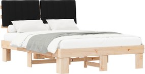 vidaXL Ágykeret Kárpitozott Fejtámlával Fekete 140 x 190 cm