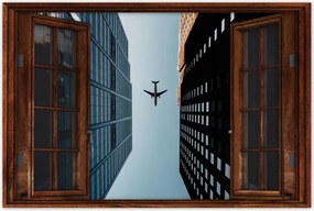Poszterek 120x80 Repülőgép az épületek között