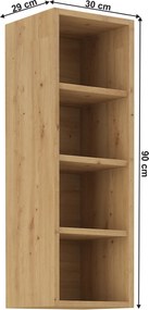 Felső polcos szekrény, artisan tölgy, LULA 30 G-90 OTW