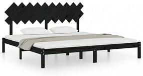 fekete tömör fa ágykeret 200 x 200 cm