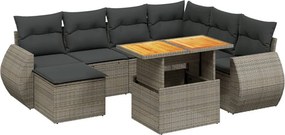 vidaXL 8 részes szürke polyrattan kerti ülőgarnitúra párnákkal