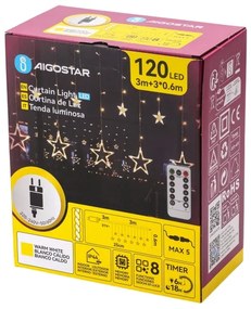 Aigostar - Kültéri karácsonyi LED fényfüzér 120xLED/6W/230V/8 üzemmód 3x0,6m IP44 meleg fehér+távirányító