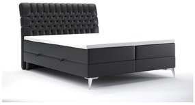 Franciaágy Boxspring 180 cm Molera (fekete öko-bőr) (tárolóhellyel). Akció -16%. 1044264