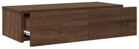Falipolc fiókokkal barna tölgy 60x26,5x15 cm műszaki fa