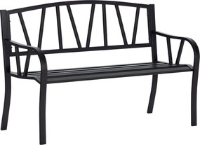 Outsunny Fekete Vízhatlan Fém Kerti Pad, Kültéri Vas 2 Személyes Pad | Aosom