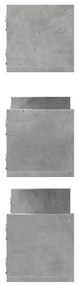 3 db betonszürke szerelt fa fali polc 80 x 18 x 18 cm