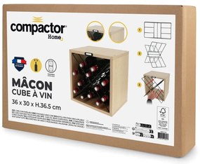 Natúr színű bortartó polcos állvány kőrisfa dekorral, palackok száma 12 36,5x36x29 cm Macon – Compactor