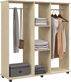 HOMCOM Mobil Ruhásszekrény 6 Kerekességgel, 120L x 40W x 128H cm, Természetes fa | Aosom