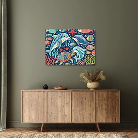 Üveg kép – Rajzolt vízi állatok (70x50 cm)