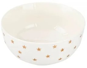 Karácsonyi arany csillagos porcelán müzlis tálka - 13,5 cm 400 ml