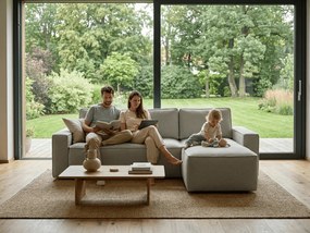 Kihúzható kétoldalas L-alakú ülőgarnitúra SMART BOUCLE 232x143 cm, szürke-bézs