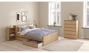 Natúr színű franciaágy tölgyfa dekorral 160x200 cm Naia – Tvilum